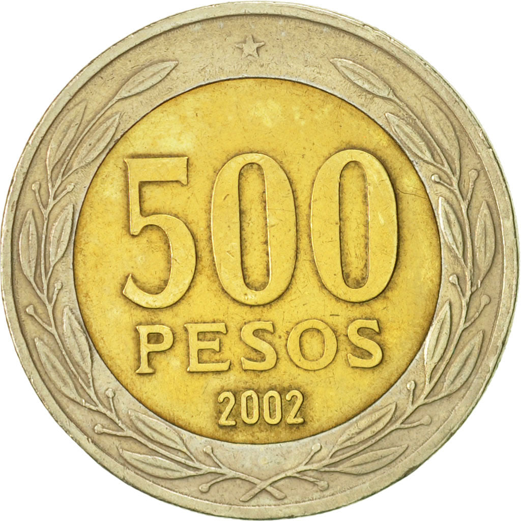Chile, 500 Pesos, 2002, Santiago, EBC, Bimetálico, KM:235