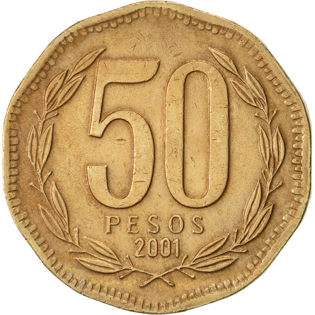 Moneda, Chile, 50 Pesos, 2001, EBC, Aluminio - bronce, KM:219.2
