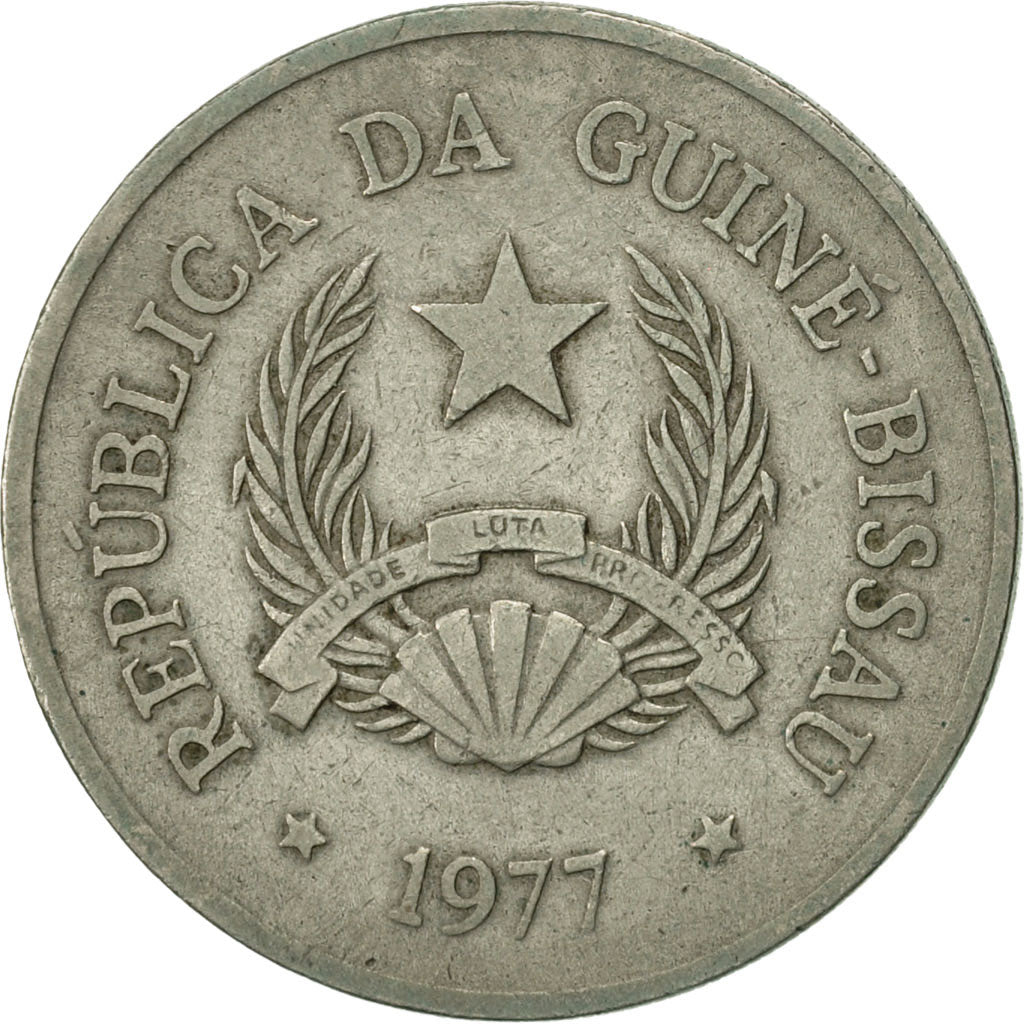 Guinea-Bissau, 5 Pesos, 1977, EF(40-45), Copper-nickel, KM:20