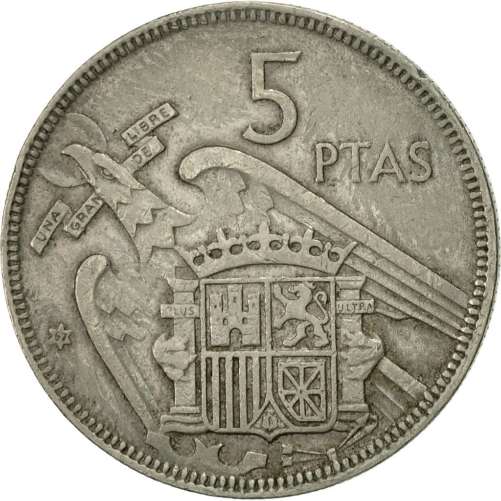 Coin, Spain, Caudillo and regent, 5 Pesetas, 1967, EF(40-45), Copper-nickel