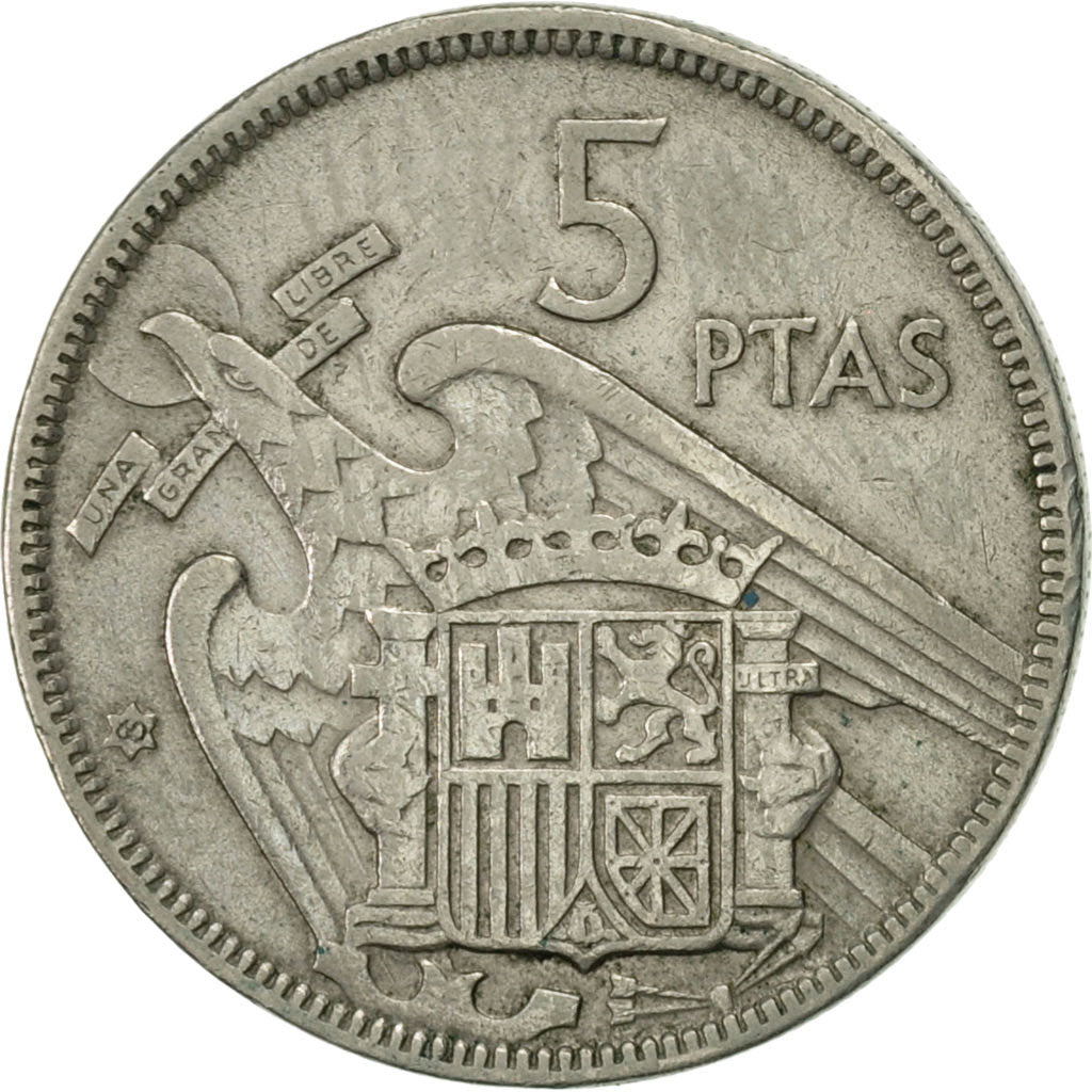 Coin, Spain, Caudillo and regent, 5 Pesetas, 1960, EF(40-45), Copper-nickel