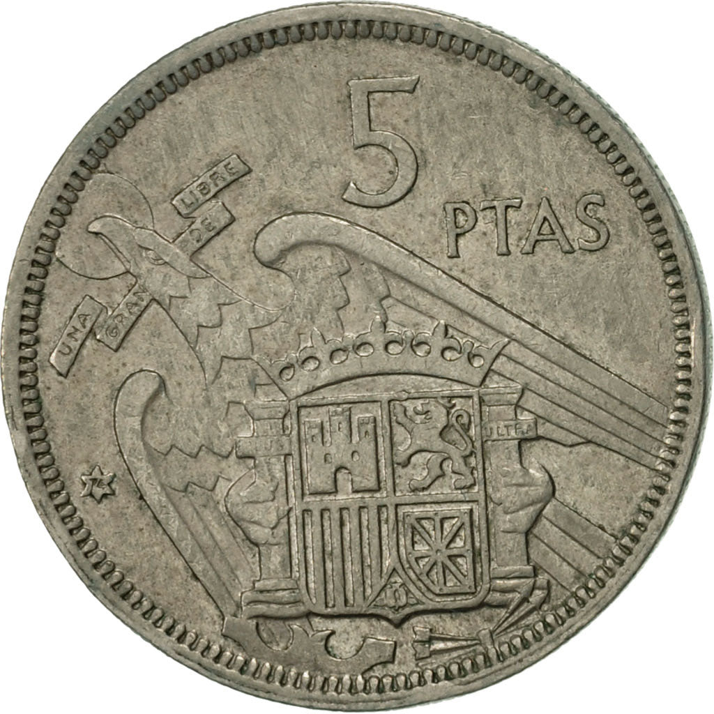 Coin, Spain, Caudillo and regent, 5 Pesetas, 1974, EF(40-45), Copper-nickel
