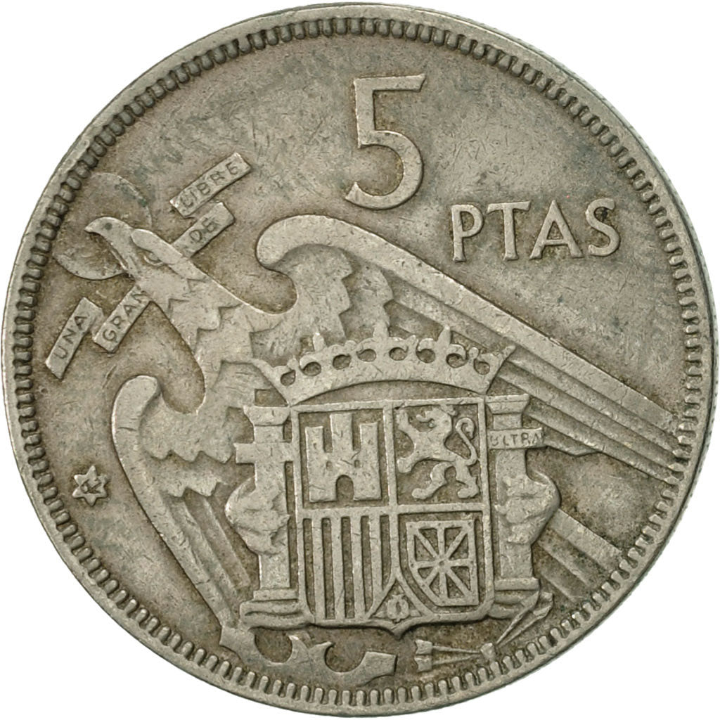 Coin, Spain, Caudillo and regent, 5 Pesetas, 1962, EF(40-45), Copper-nickel