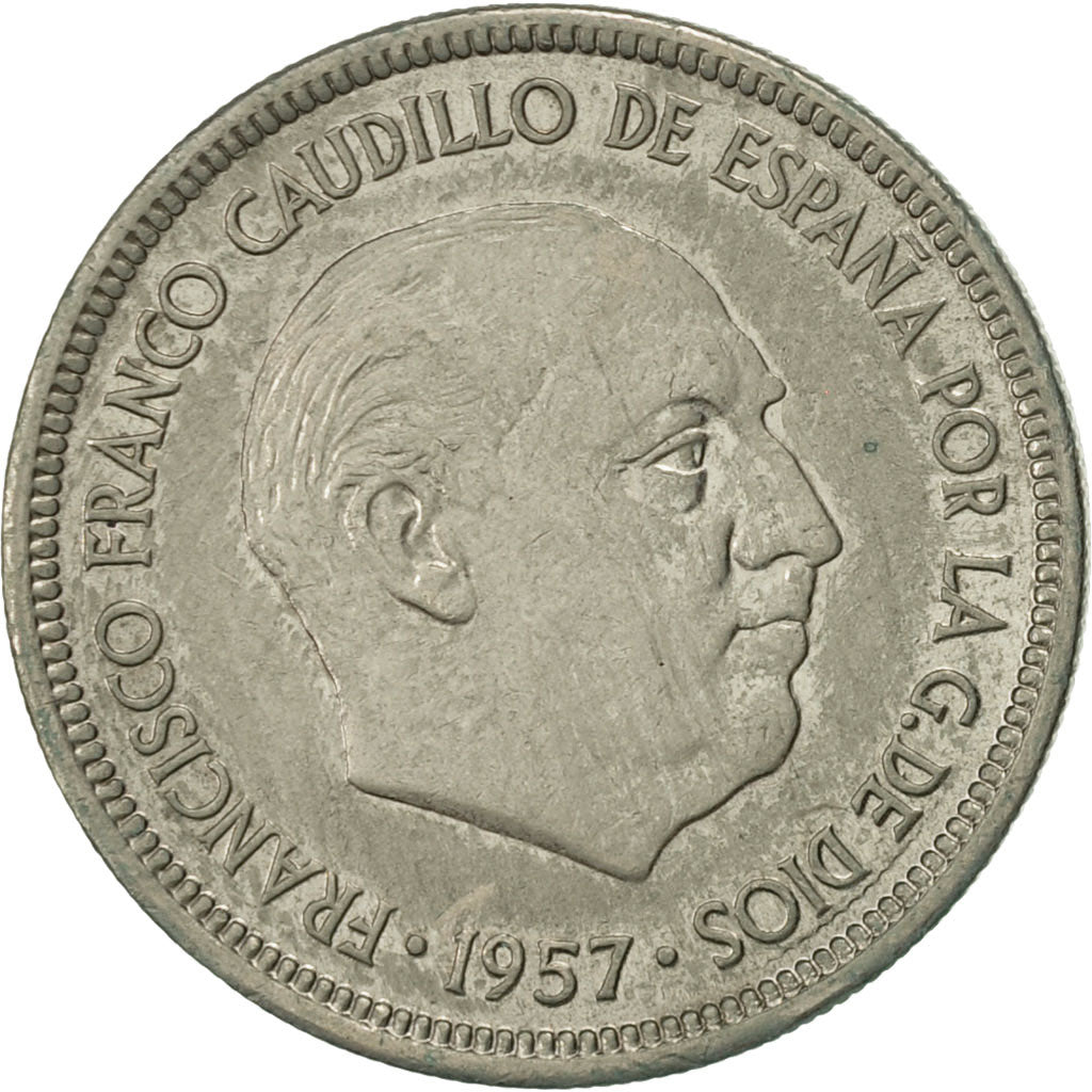 Coin, Spain, Caudillo and regent, 5 Pesetas, 1969, AU(50-53), Copper-nickel
