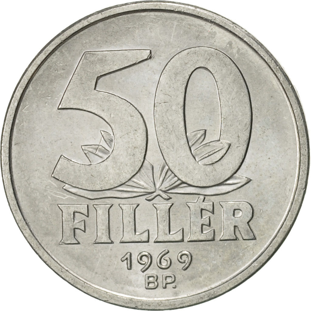 Coin, Hungary, 50 Fillér, 1969, Budapest, AU(55-58), Aluminum, KM:574