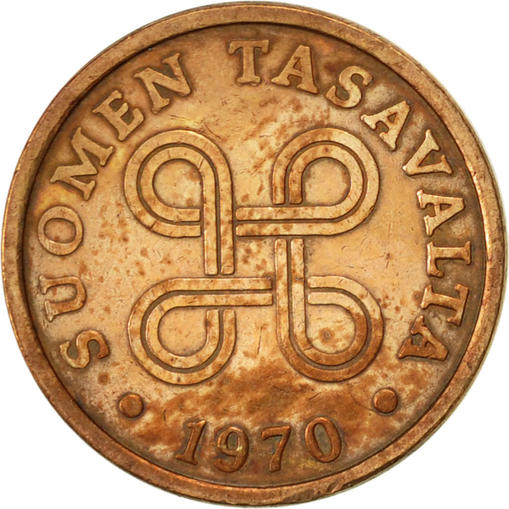Coin, Finland, 5 Pennia, 1970, EF(40-45), Copper, KM:45