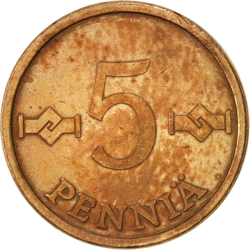Coin, Finland, 5 Pennia, 1970, EF(40-45), Copper, KM:45