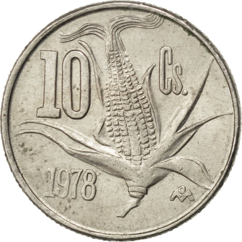 MEXICO, 10 Centavos, 1978, Mexico City, KM #434.1, AU(55-58), Copper-Nickel,...