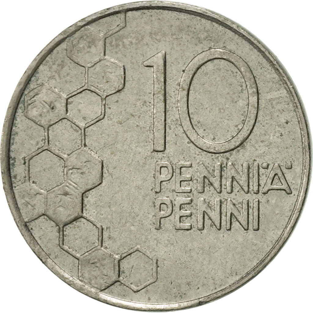 Coin, Finland, 10 Pennia, 1991, AU(55-58), Copper-nickel, KM:65