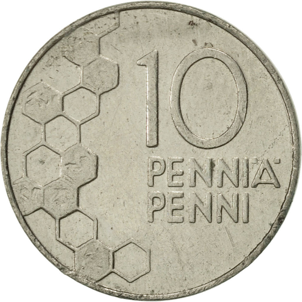 Coin, Finland, 10 Pennia, 1992, AU(55-58), Copper-nickel, KM:65