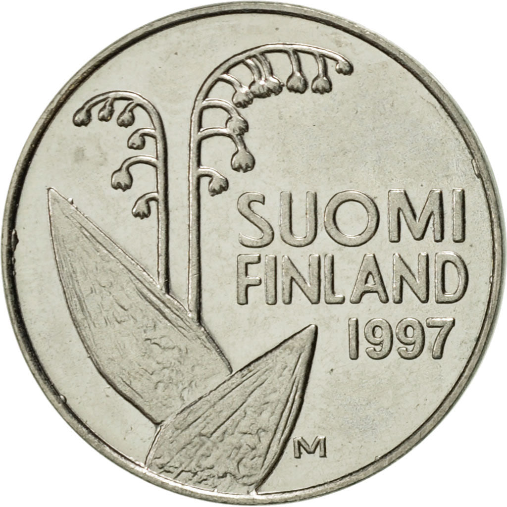 Coin, Finland, 10 Pennia, 1997, AU(55-58), Copper-nickel, KM:65