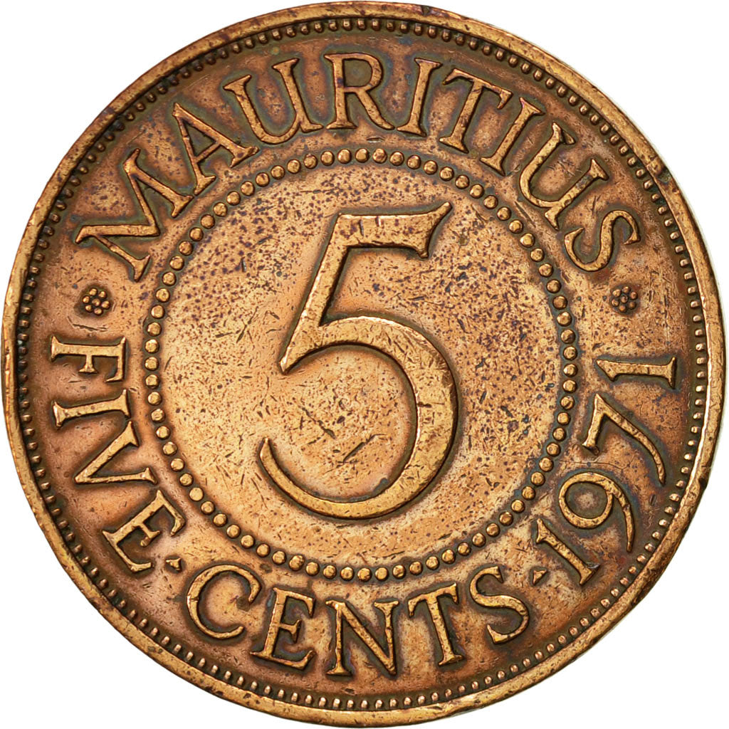 Coin, Mauritius, Elizabeth II, 5 Cents, 1971, EF(40-45), Bronze, KM:34