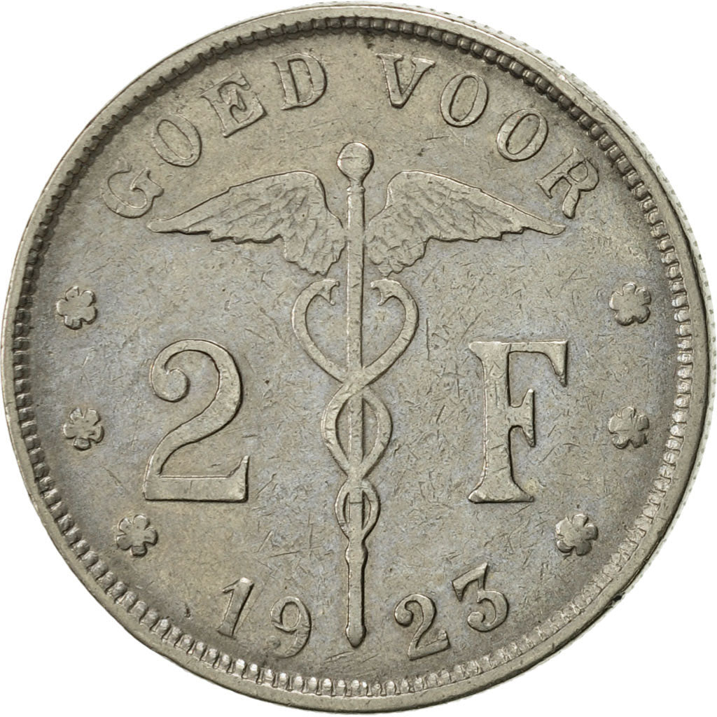 Coin, Belgium, 2 Francs, 2 Frank, 1923, AU(55-58), Nickel, KM:92