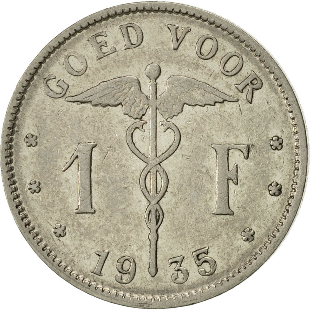 Coin, Belgium, Franc, 1935, AU(55-58), Nickel, KM:90