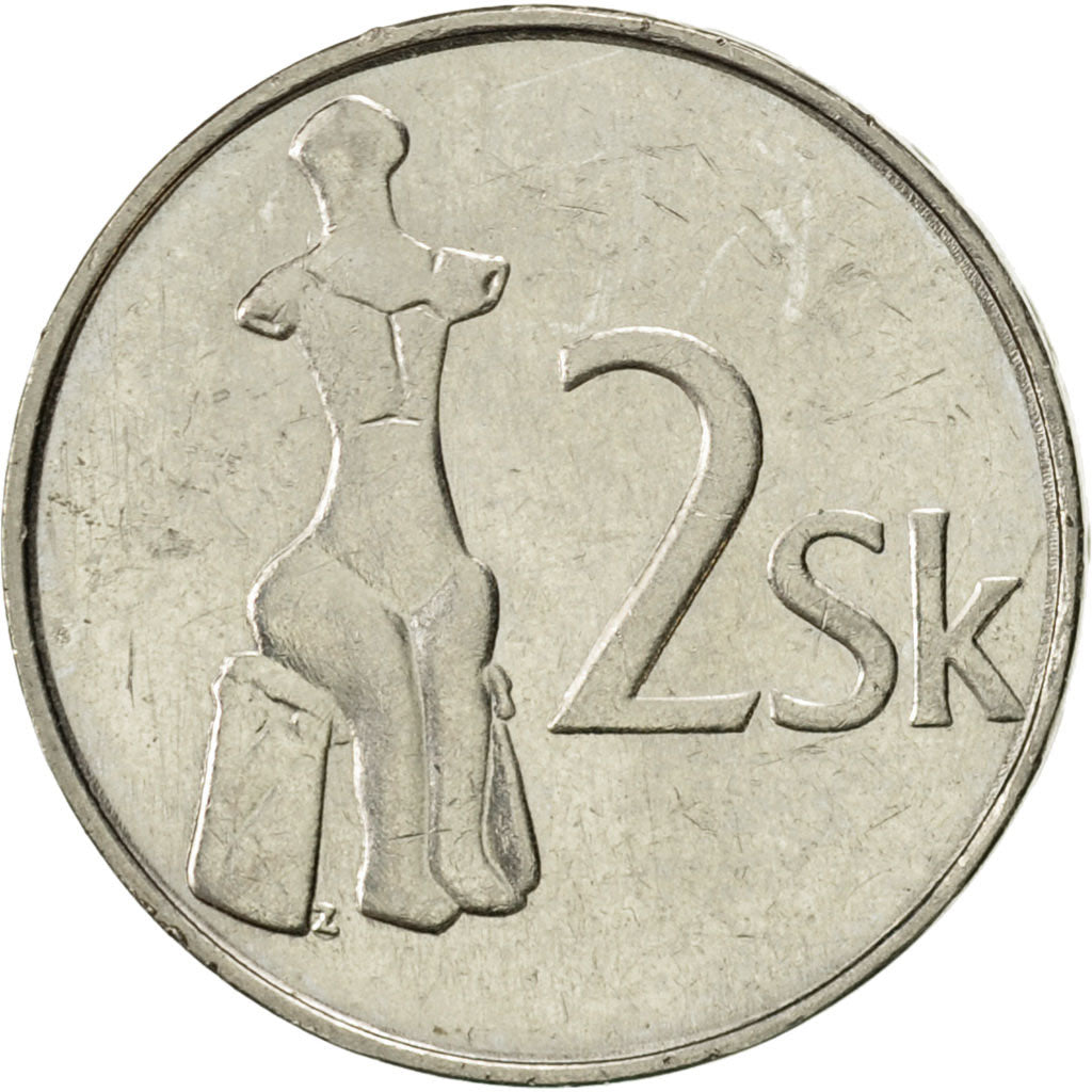 Moneta, Slovacchia, 2 Koruna, 1993, SPL-, Acciaio placcato nichel, KM:13