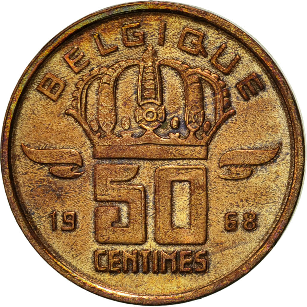 Coin, Belgium, Baudouin I, 50 Centimes, 1968, EF(40-45), Bronze, KM:148.1
