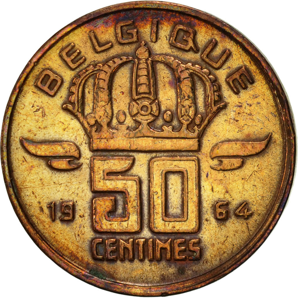 Moneta, Belgia, Baudouin I, 50 Centimes, 1964, EF(40-45), Bronze, KM:148.1