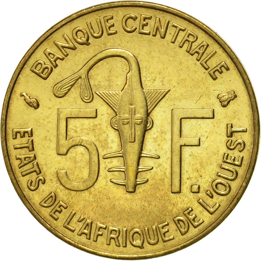 West African States, 5 Francs, 1999, Paris, AU(55-58), Aluminum-Nickel-Bronze
