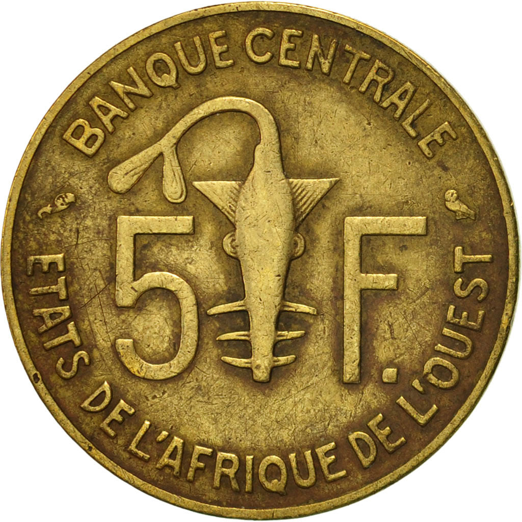 West African States, 5 Francs, 1960, Paris, EF(40-45), Aluminum-Bronze, KM:2