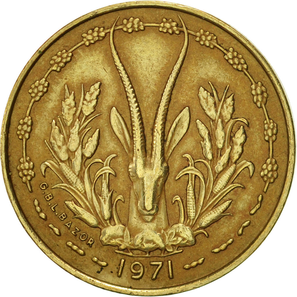Coin, West African States, 5 Francs, 1971, Paris, EF(40-45)