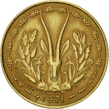 Moneda, Estados del África Occidental, 5 Francs, 1971, Paris, MBC, Aluminio -