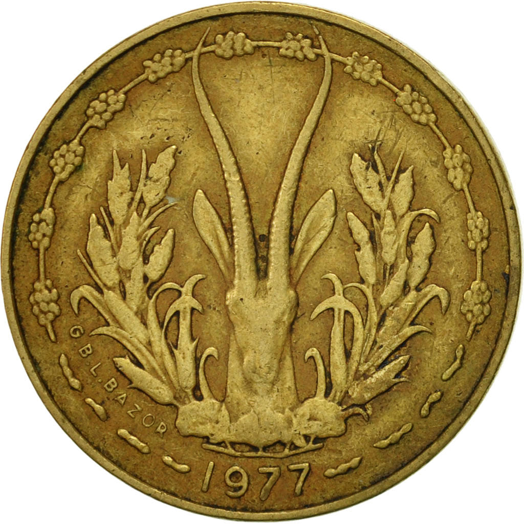 Münze, West African States, 5 Francs, 1977, Paris, SS, Aluminum-Nickel-Bronze