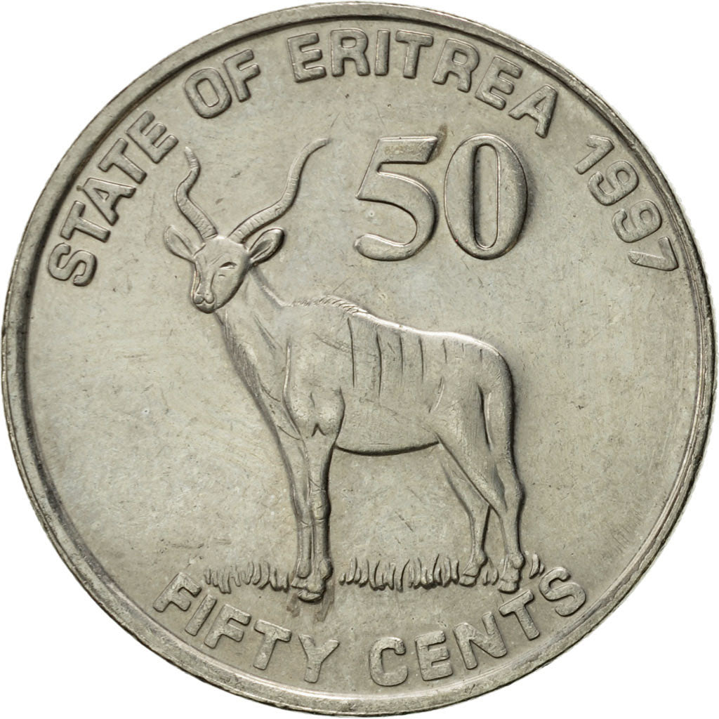 Coin, Eritrea, 50 Cents, 1997, AU(55-58), Nickel Clad Steel, KM:47