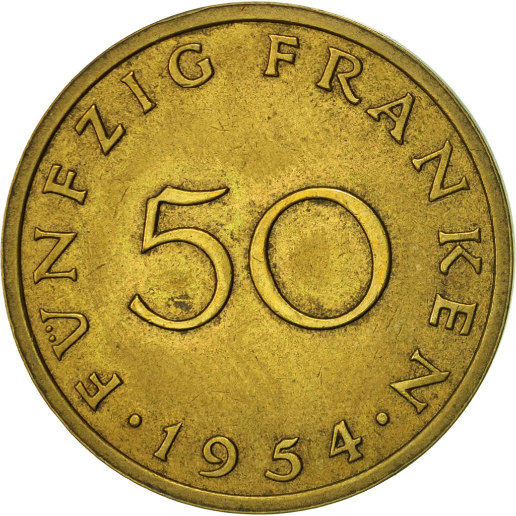 SAARLAND, 50 Franken, 1954, Paris, TTB, Aluminum-Bronze, KM:3