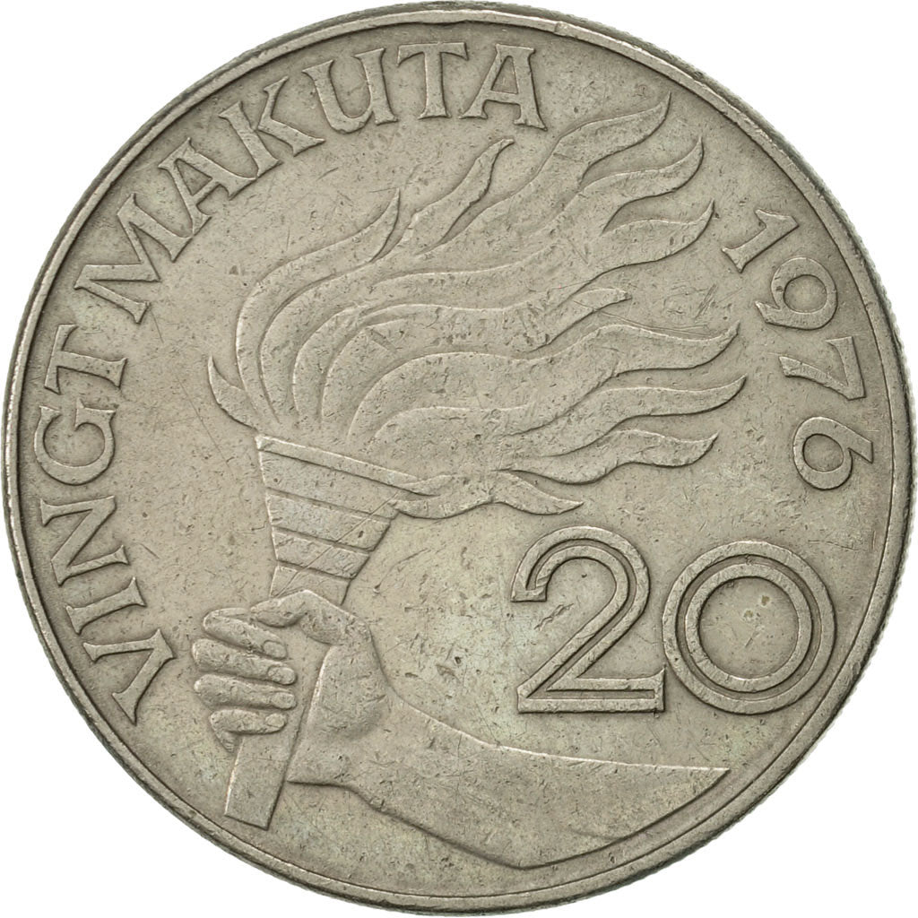 Zaire, 20 Makuta, 1976, EF(40-45), Copper-nickel, KM:8