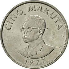 Zaire, 5 Makuta, 1977, AU(55-58), Copper-nickel, KM:12