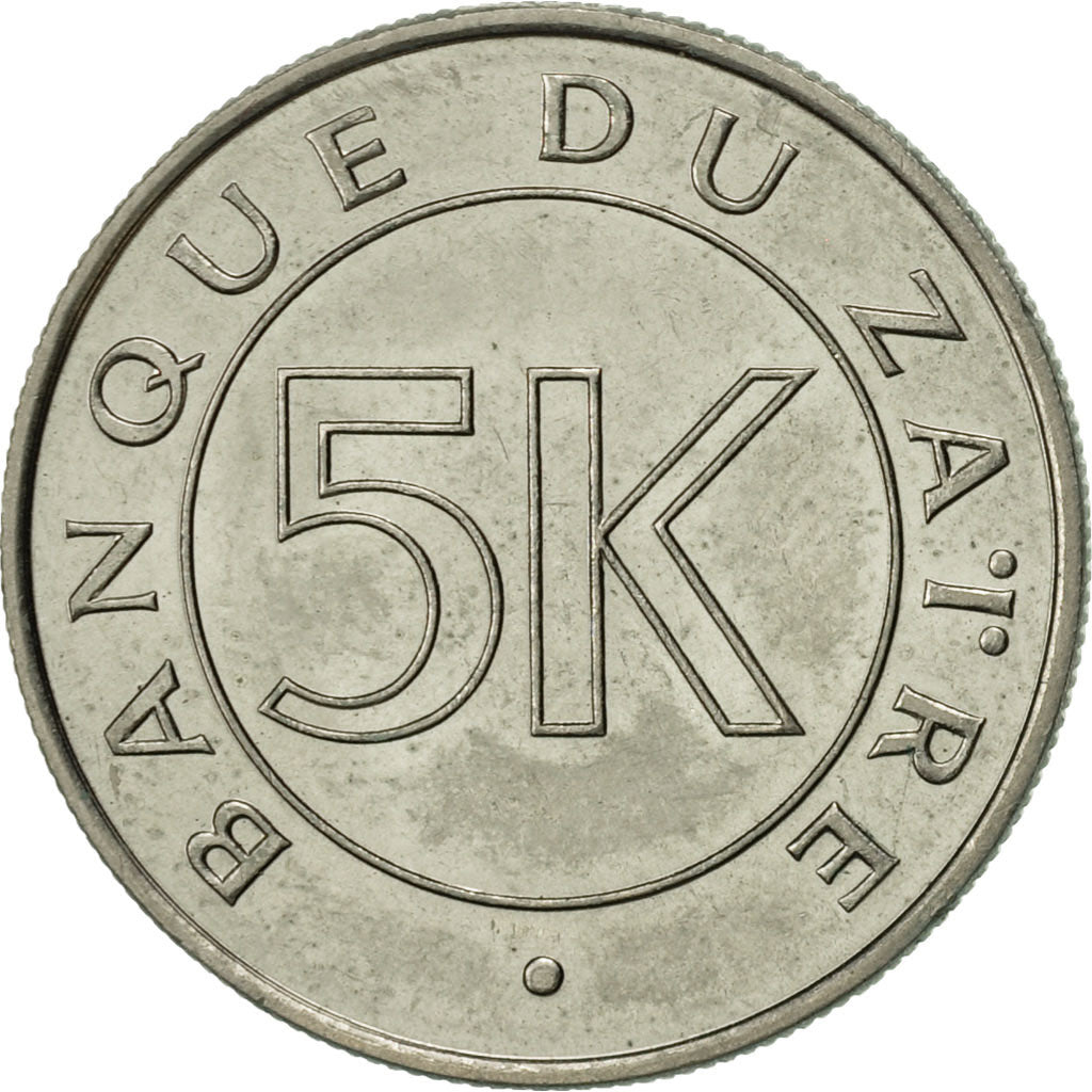 Zaire, 5 Makuta, 1977, AU(55-58), Copper-nickel, KM:12