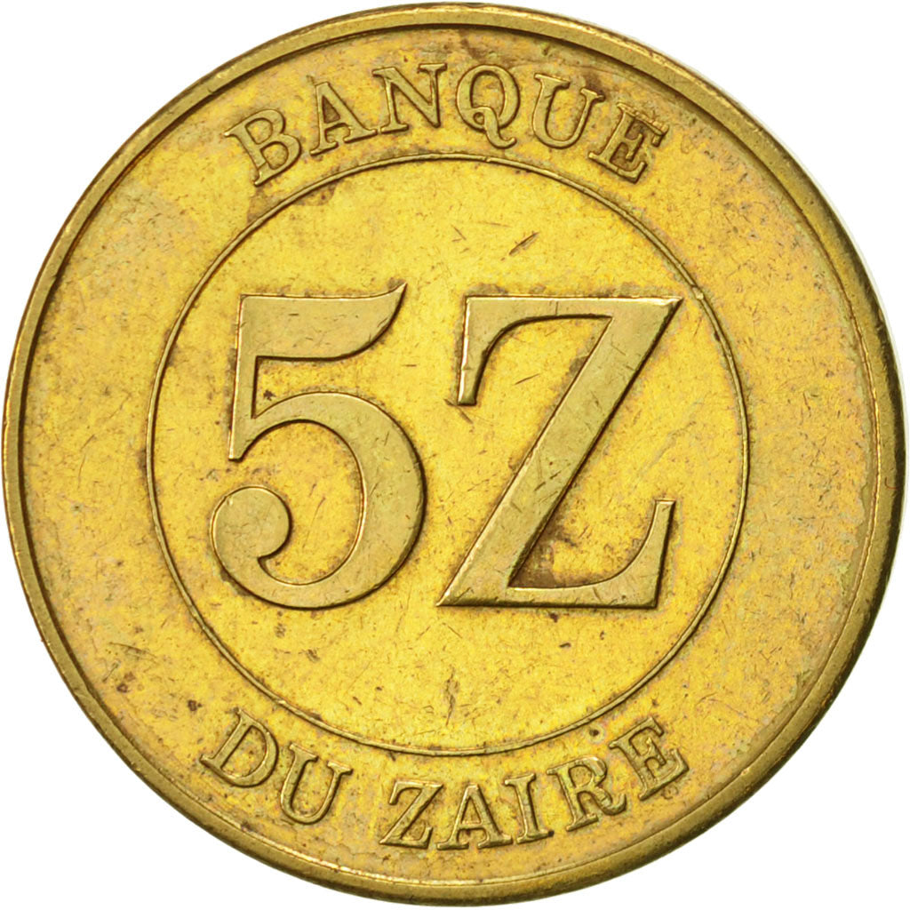 Coin, Zaire, 5 Zaïres, 1987, AU(55-58), Brass, KM:14