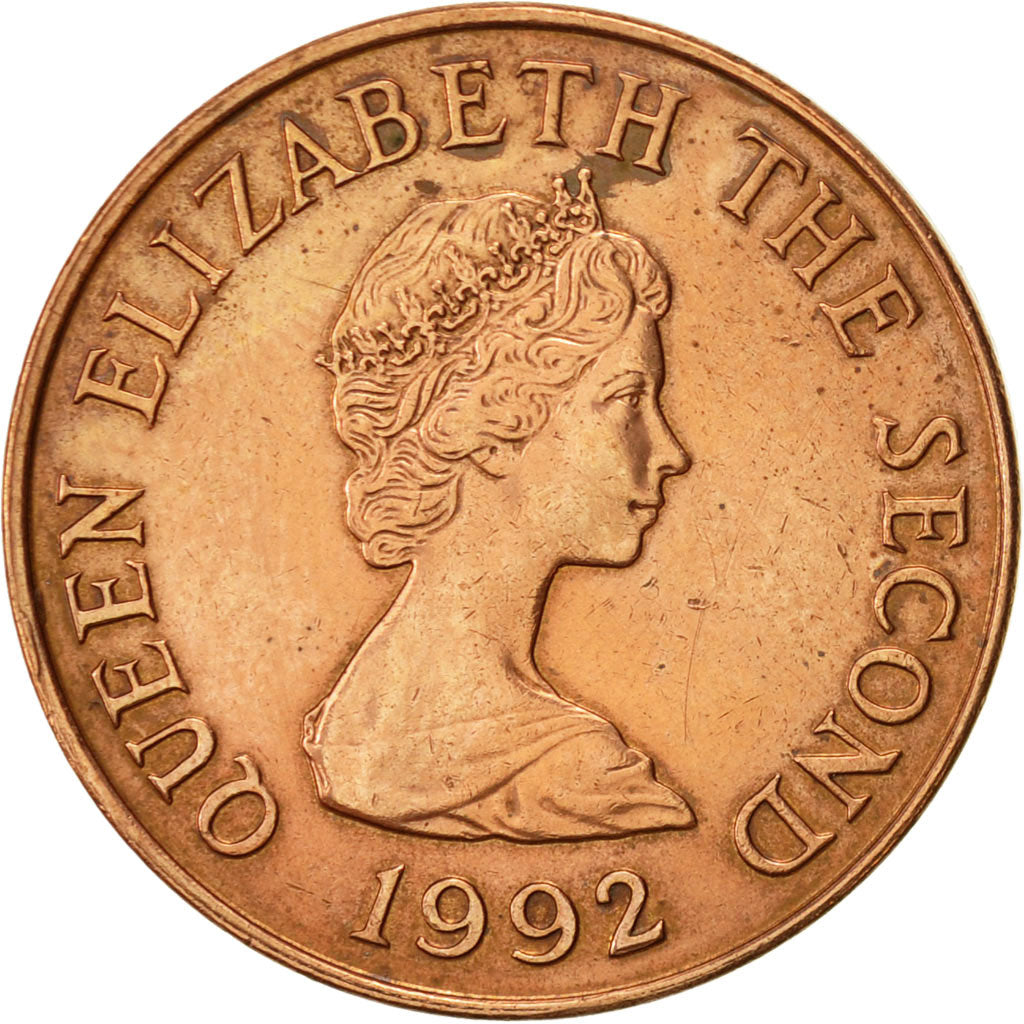 Jersey, Elizabeth II, 2 Pence, 1992, AU(55-58), Bronze, KM:55