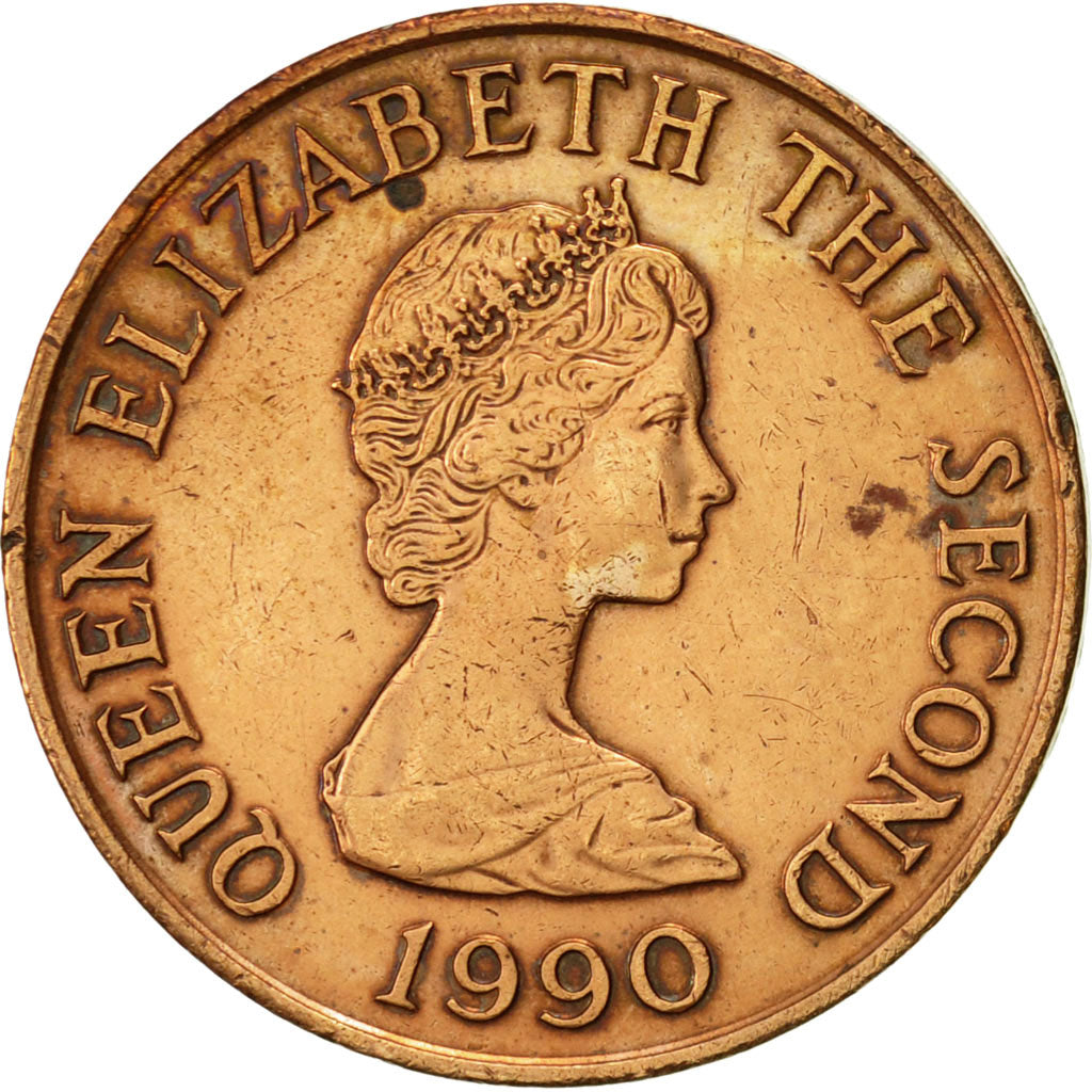 Coin, Jersey, Elizabeth II, 2 Pence, 1990, AU(50-53), Bronze, KM:55