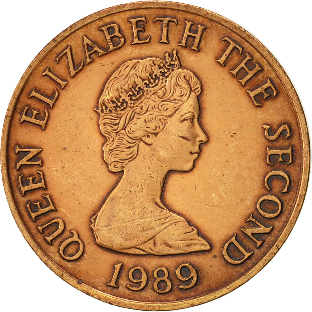 Coin, Jersey, Elizabeth II, 2 Pence, 1989, AU(50-53), Bronze, KM:55