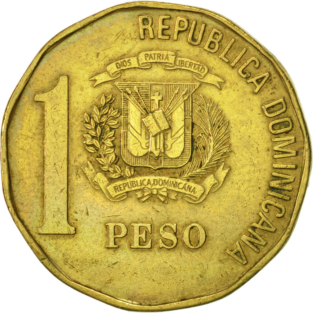 Moneta, Repubblica domenicana, Peso, 1992, BB+, Ottone, KM:80.1