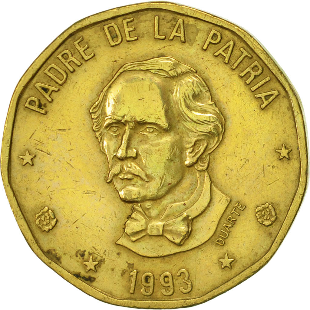 Monnaie, Dominican Republic, Peso, 1993, TTB+, Laiton, KM:80.2