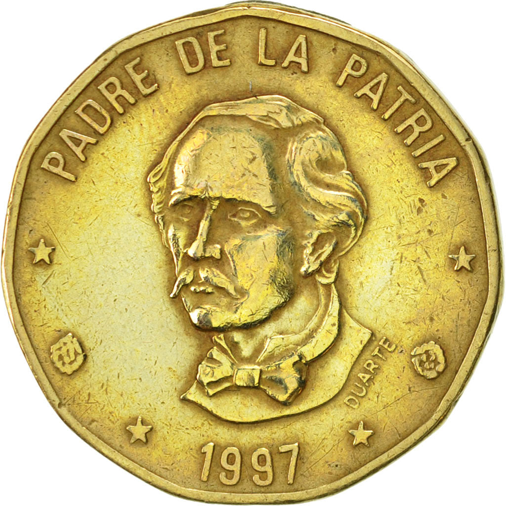 Monnaie, Dominican Republic, Peso, 1997, TTB+, Laiton, KM:80.2