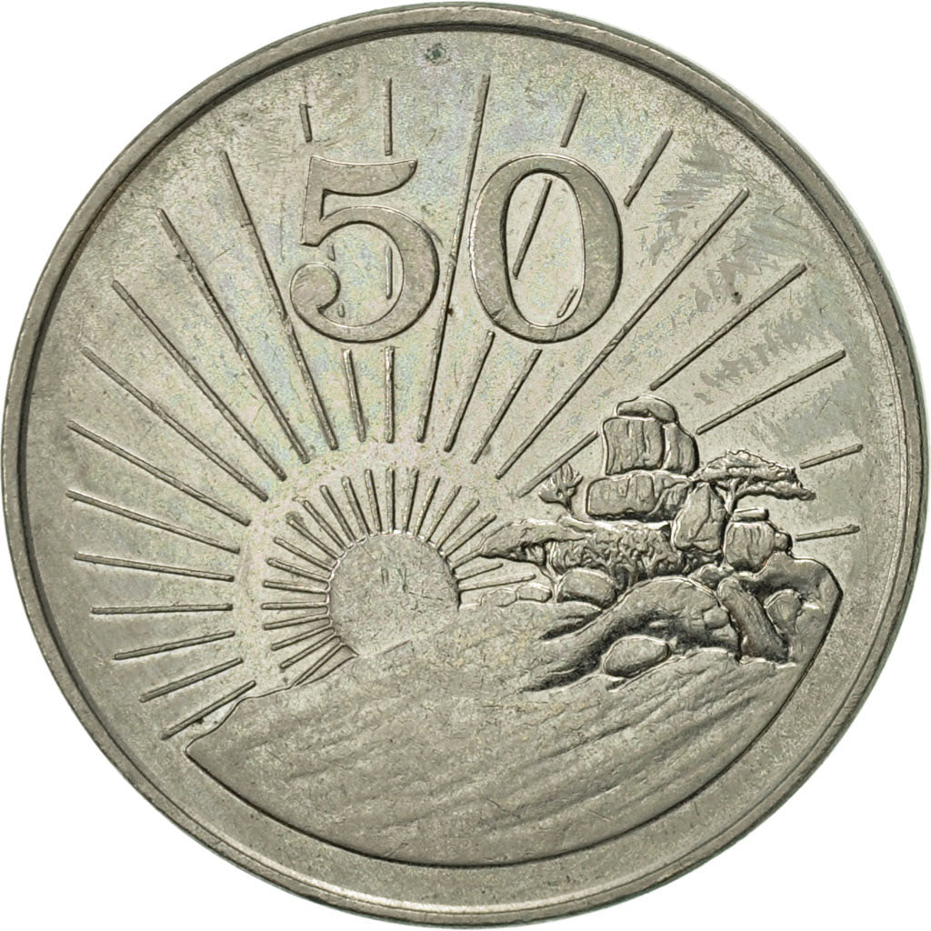 Coin, Zimbabwe, 50 Cents, 1980, AU(55-58), Copper-nickel, KM:5