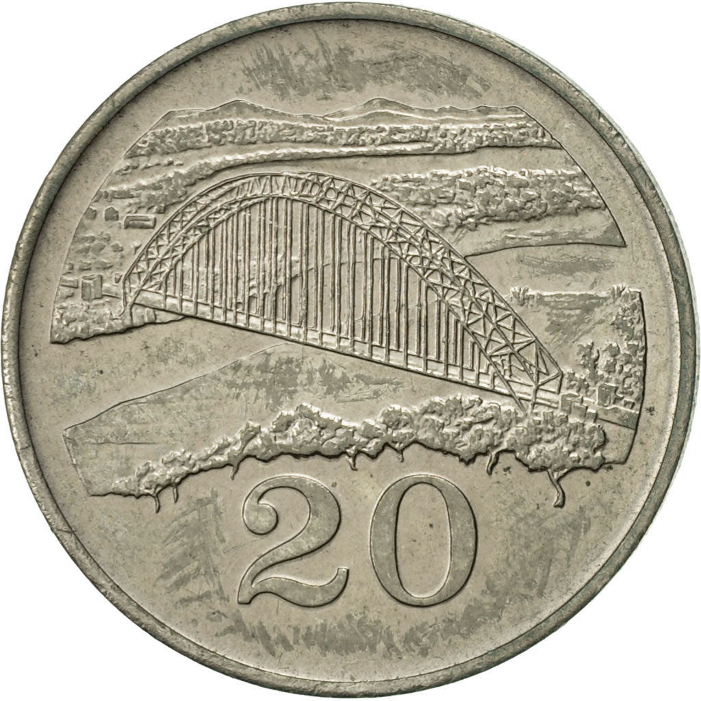 Coin, Zimbabwe, 20 Cents, 1991, AU(50-53), Copper-nickel, KM:4