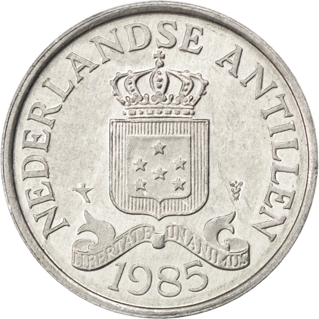 NETHERLANDS ANTILLES, 2-1/2 Cents, 1985, KM #9a, AU(55-58), Aluminum, 23.5, 1.18