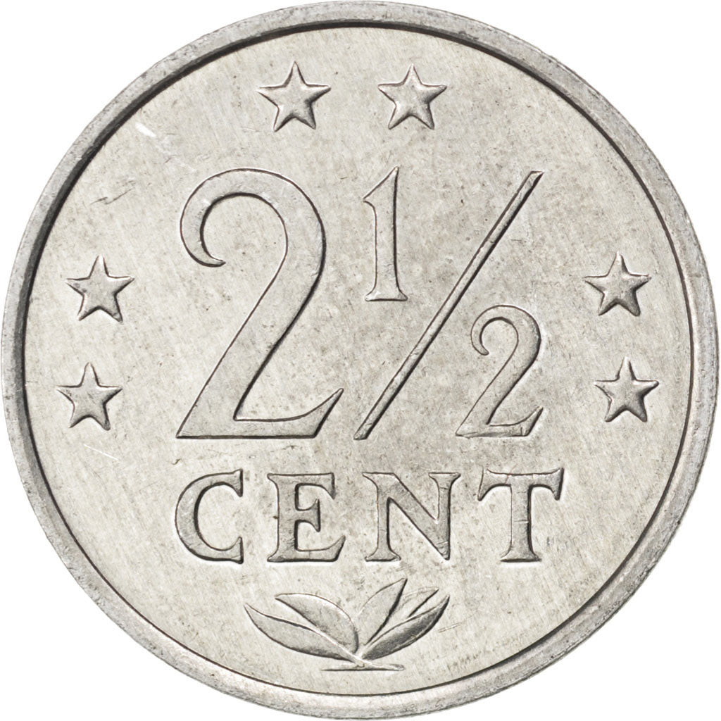 NETHERLANDS ANTILLES, 2-1/2 Cents, 1985, KM #9a, AU(55-58), Aluminum, 23.5, 1.18