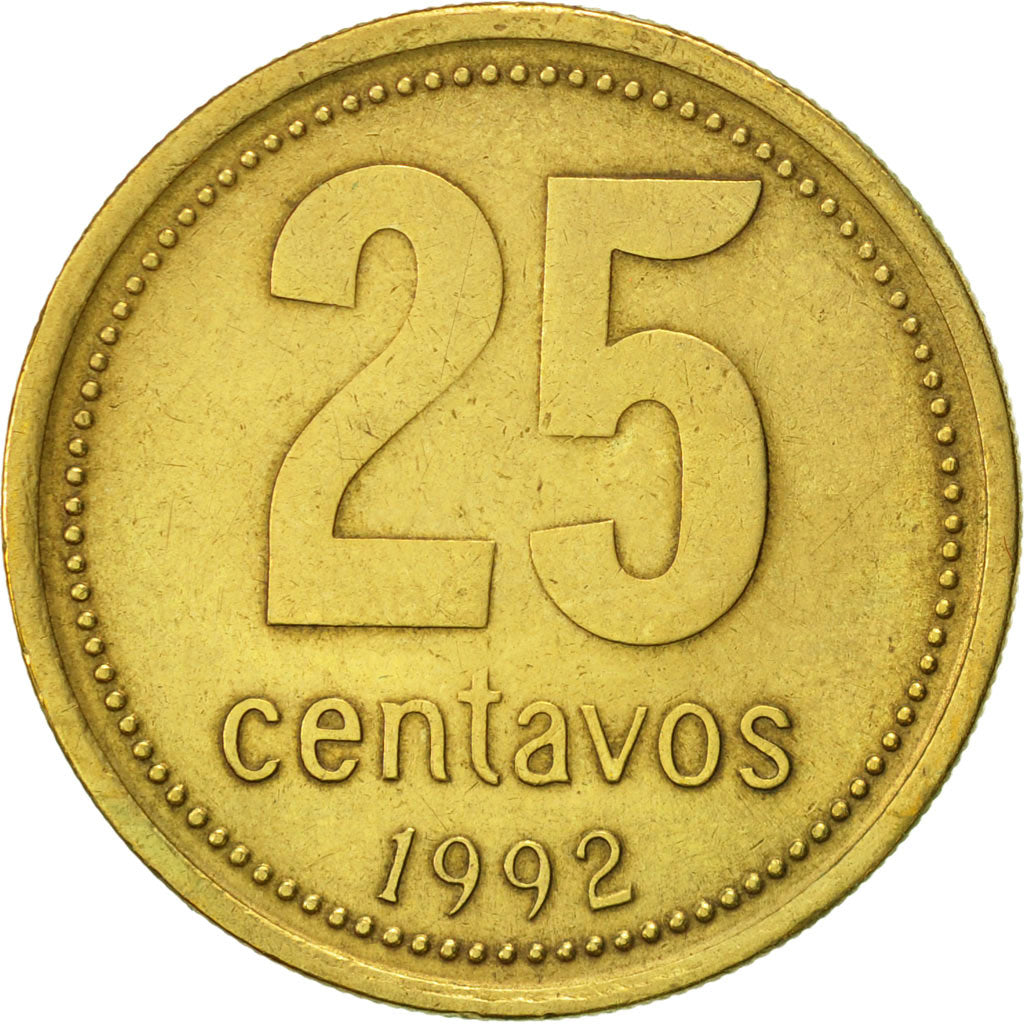 Moneda, Argentina, 25 Centavos, 1992, MBC+, Aluminio - bronce, KM:110.1