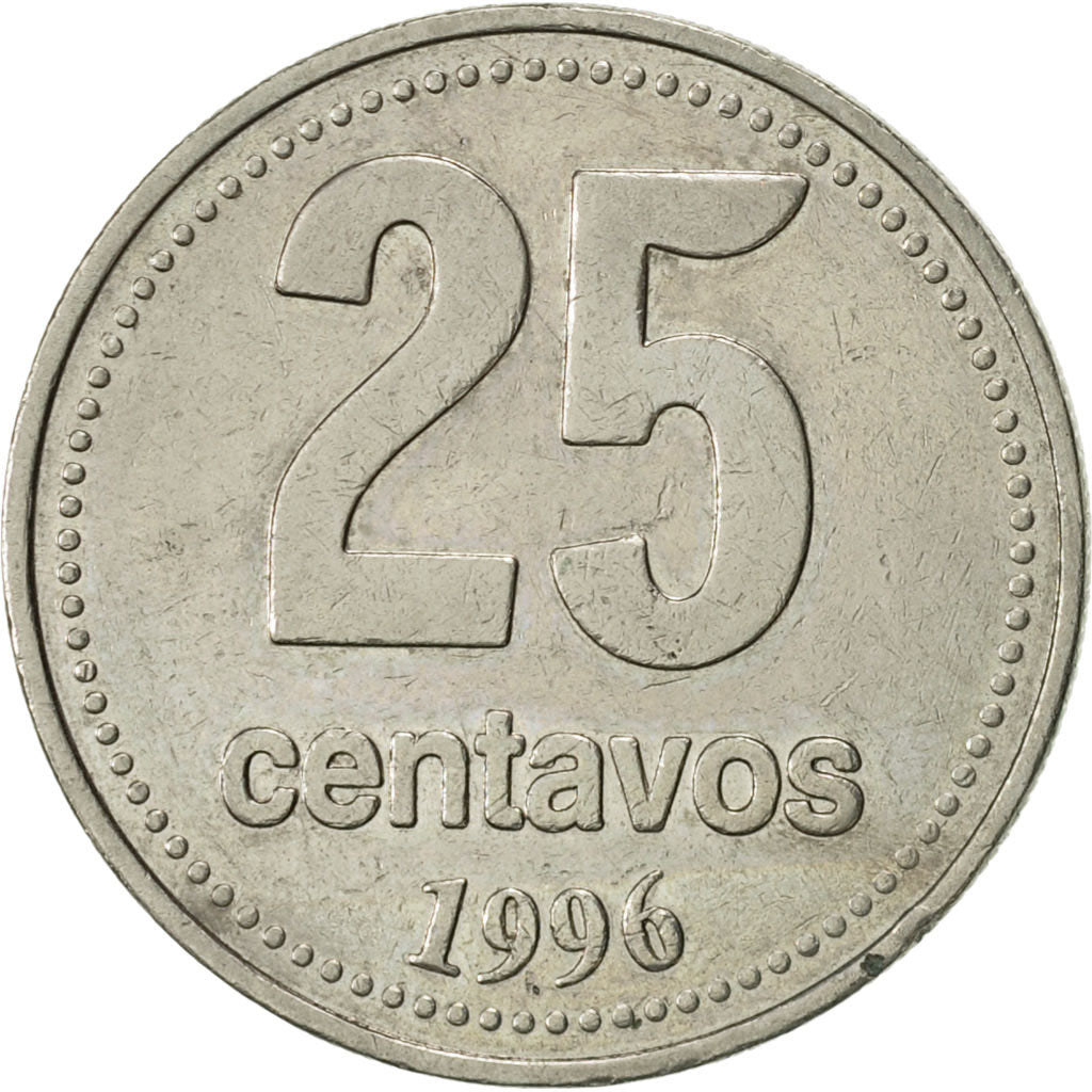 Coin, Argentina, 25 Centavos, 1996, AU(55-58), Copper-nickel, KM:110a