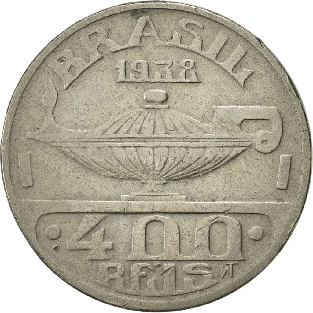 Coin, Brazil, 400 Reis, 1938, AU(50-53), Copper-nickel, KM:539