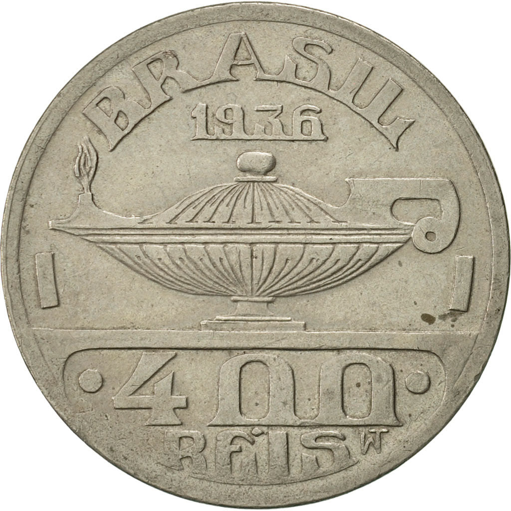 Coin, Brazil, 400 Reis, 1936, AU(50-53), Copper-nickel, KM:539