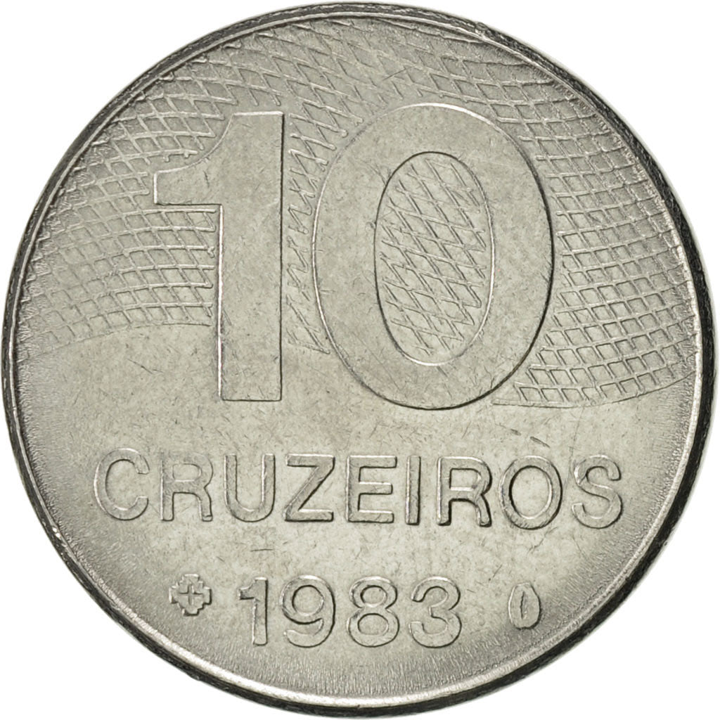 Coin, Brazil, 10 Cruzeiros, 1983, AU(55-58), Stainless Steel, KM:592.1