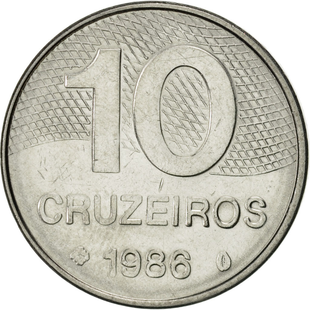 Brésil, 10 Cruzeiros, 1986, SUP, Stainless Steel, KM:592.2