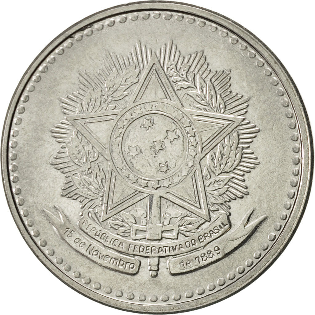 Moneta, Brasile, 5 Cruzados, 1988, SPL-, Acciaio inossidabile, KM:606