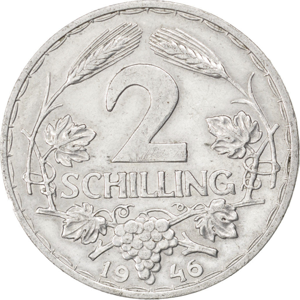 AUSTRIA, 2 Schilling, 1946, KM #2872, MS(63), Aluminum, 28, 2.78
